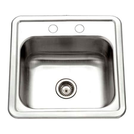 Houzer Houzer 1515-6BS-1 Drop In Stainless Steel 2-Holes Bar/Prep Sink 1515-6BS-1